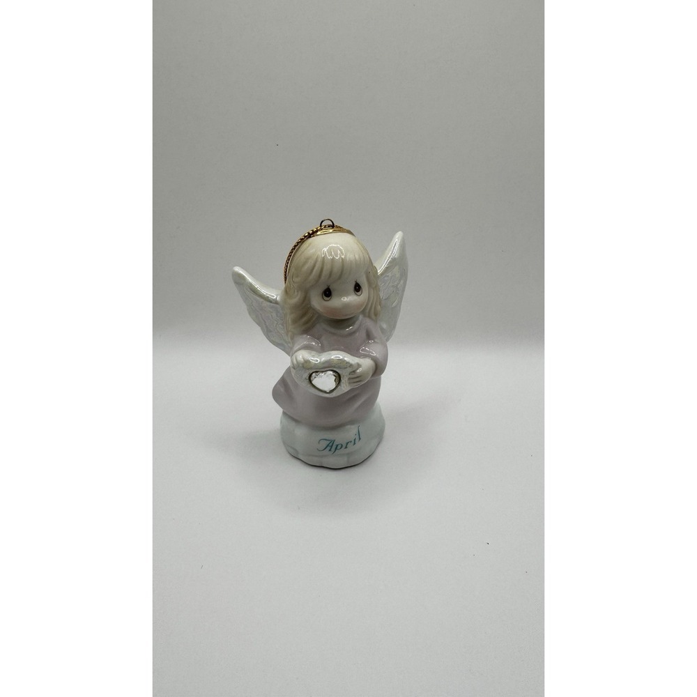 Vintage  Enesco Precious Moments April Birthstone Angel Ornament  1997 Porcelain